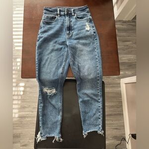 American Eagle Outfitters Blue Distressed Ankle Jeans